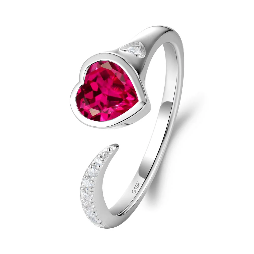 Heart Ruby Open Wrap Ring - Image 9
