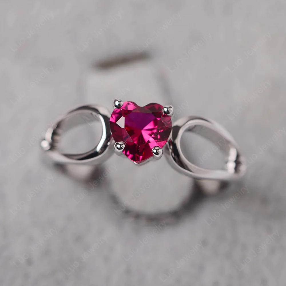 Heart Ruby Ring Split Shank
