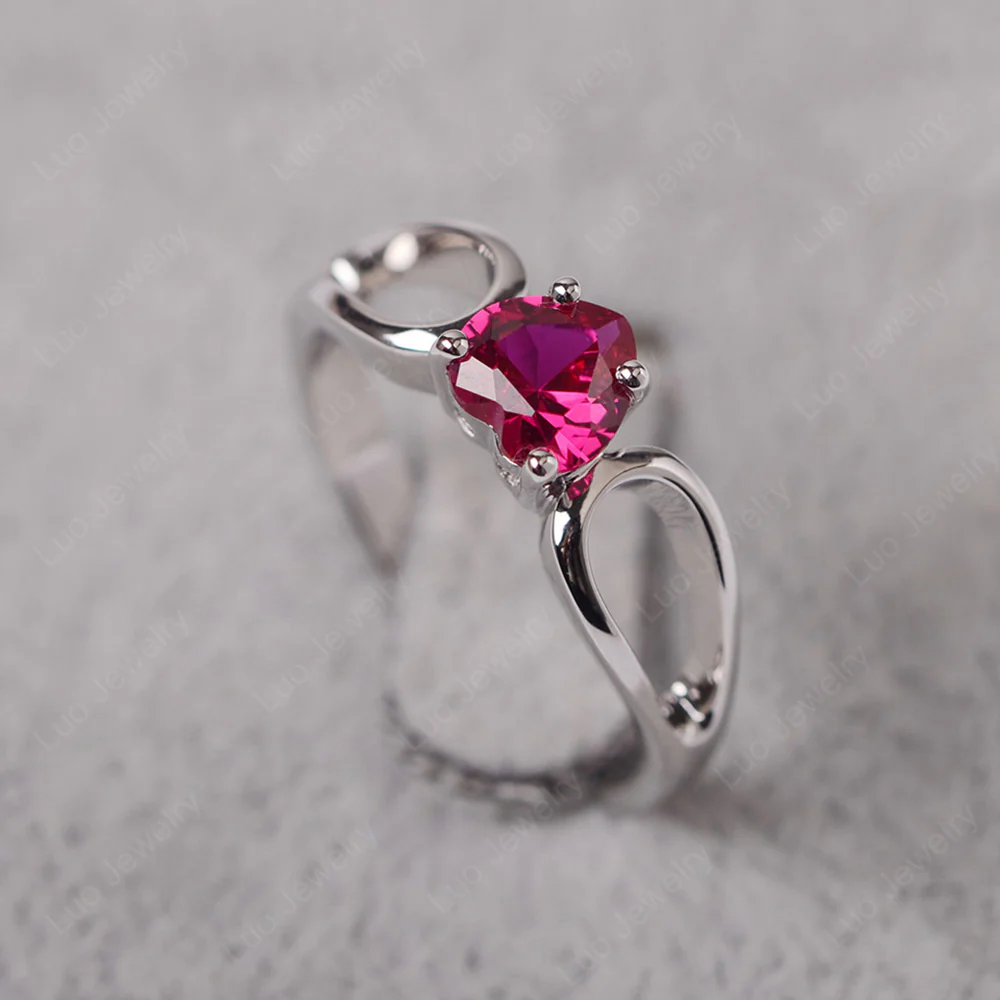Heart Ruby Ring Split Shank - Image 2