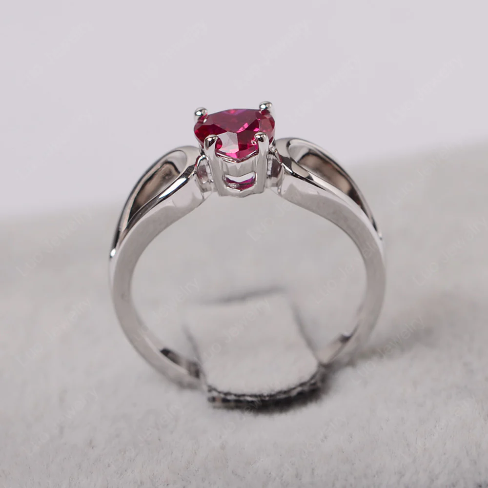 Heart Ruby Ring Split Shank - Image 3