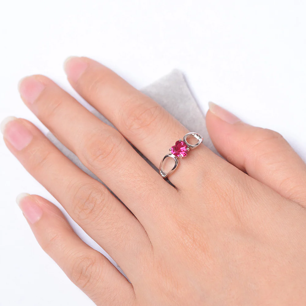Heart Ruby Ring Split Shank - Image 4