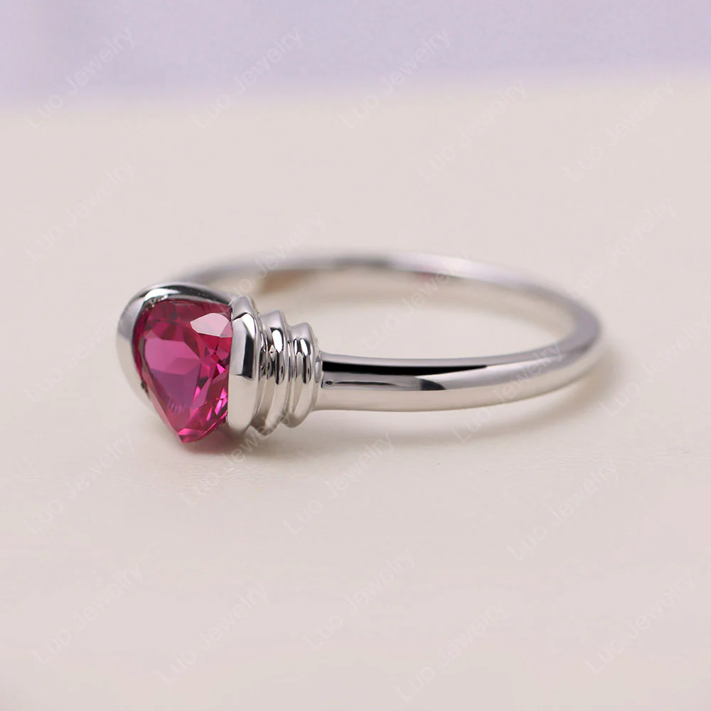 Heart Cut Ruby Coil Ring - Image 2