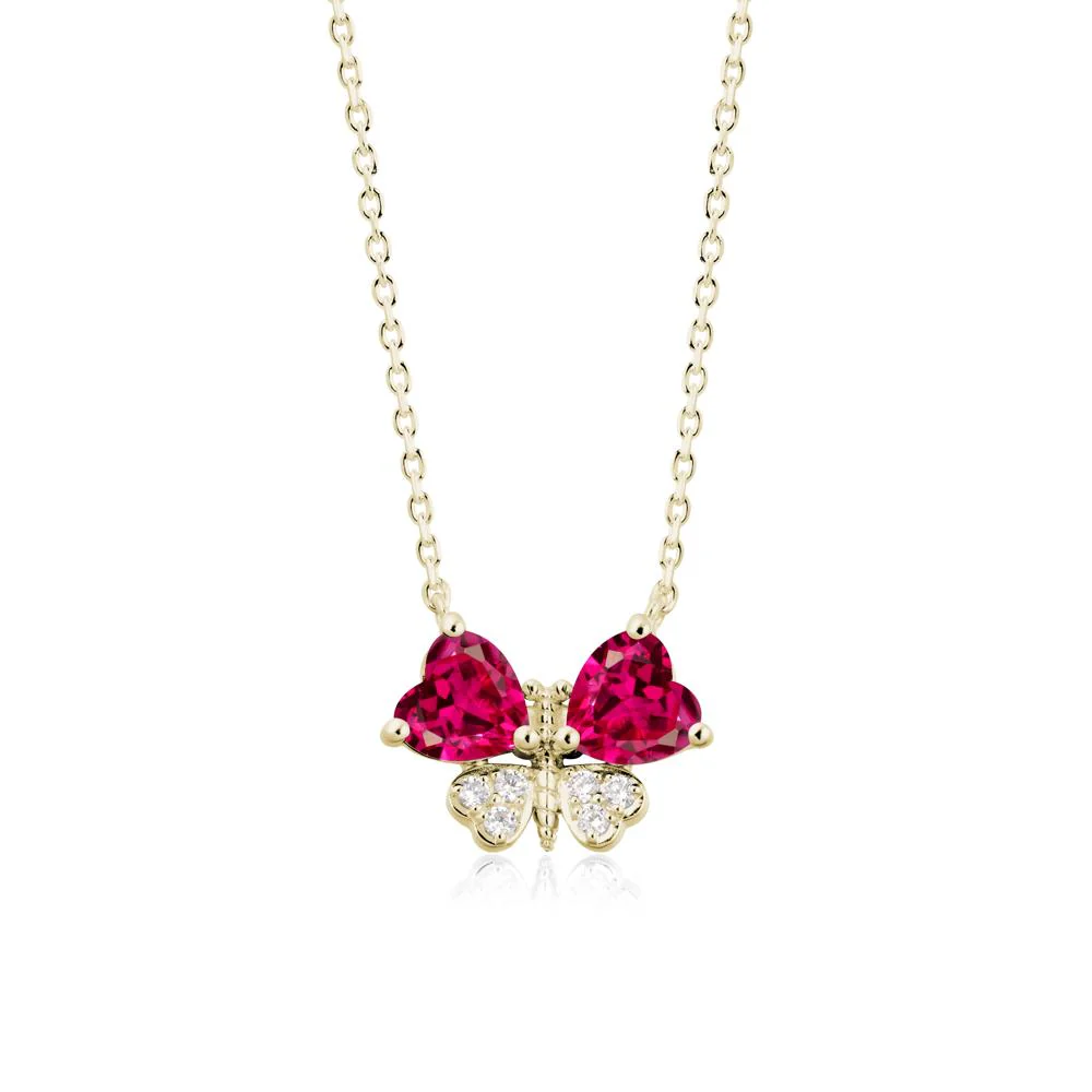 Heart Ruby Wings Butterfly Pendant Necklace - Image 4