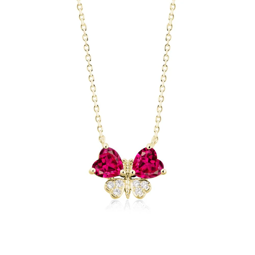 Heart Ruby Wings Butterfly Pendant Necklace - Image 7