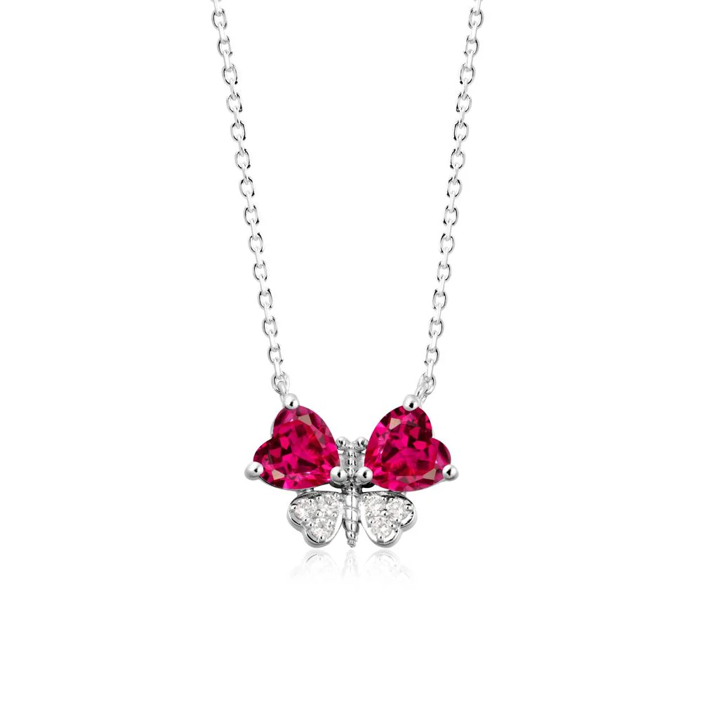 Heart Ruby Wings Butterfly Pendant Necklace - Image 9