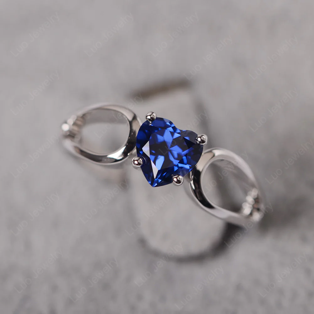 Heart Sapphire Ring Split Shank