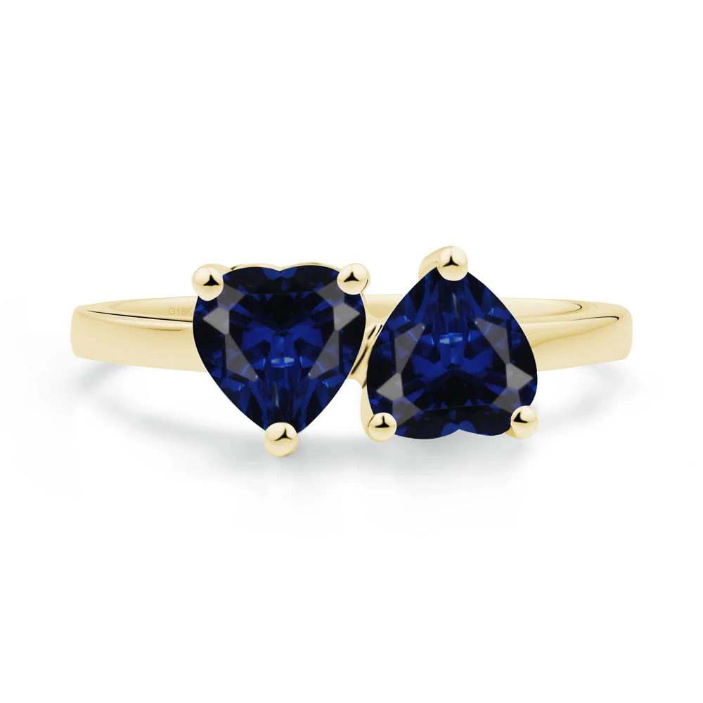 Heart Sapphire Two Stone Ring - Image 4