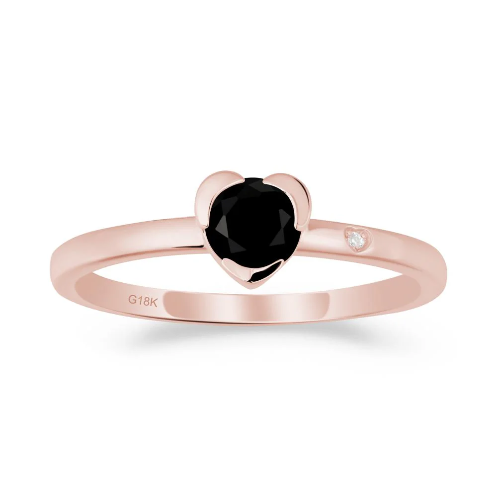Heart Setting Black Spinel Ring - Image 3