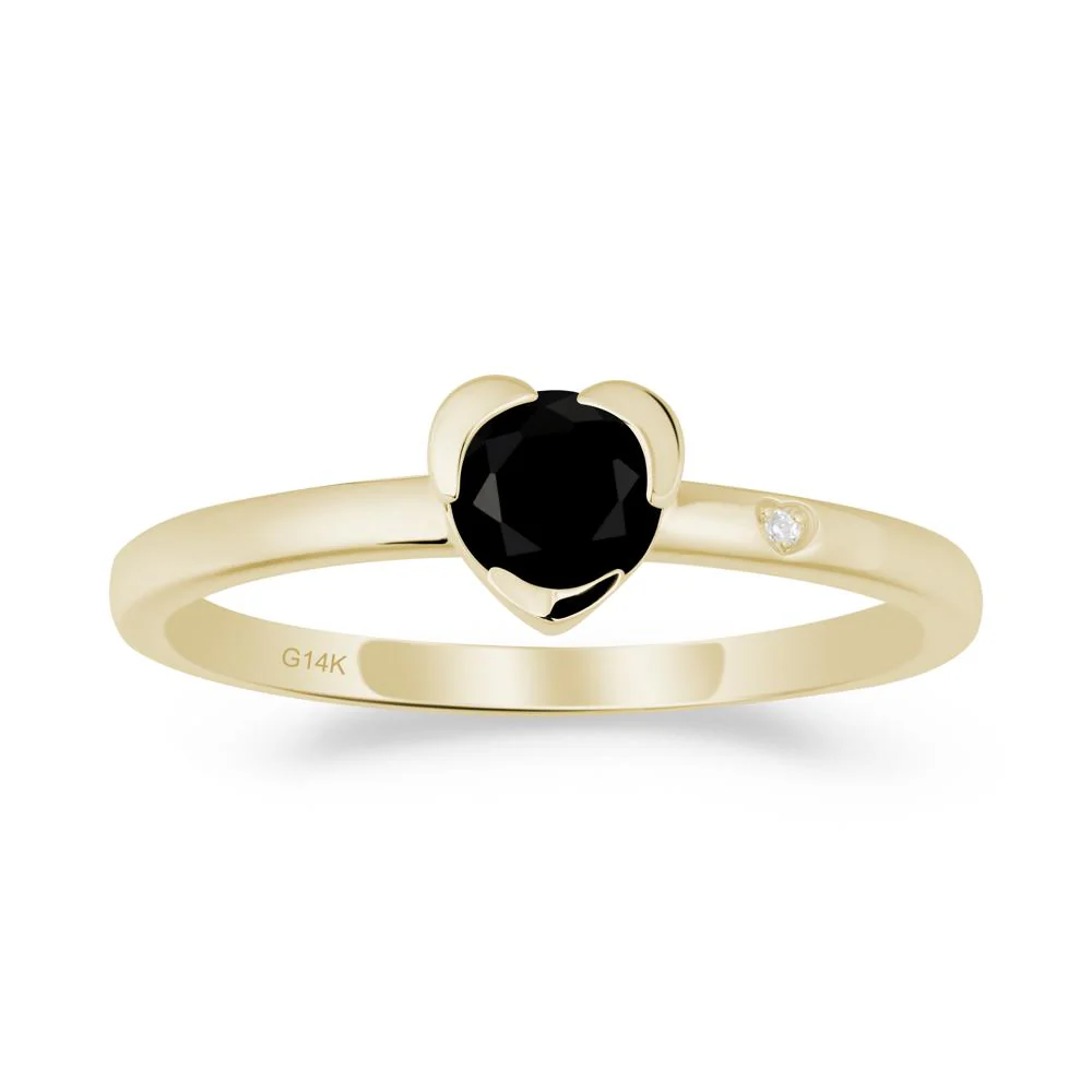 Heart Setting Black Spinel Ring - Image 4