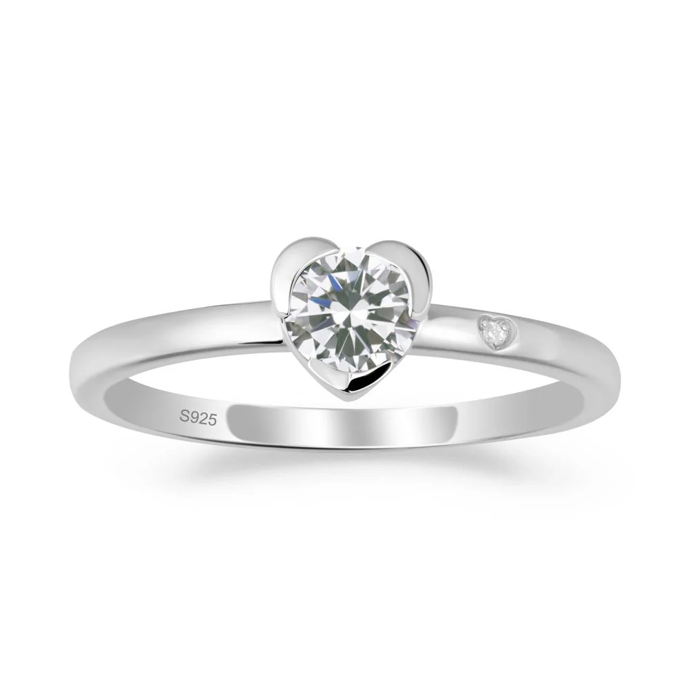 Heart Setting Cubic Zirconia Ring - Image 5