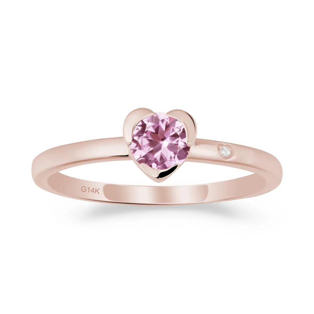 Heart Setting Pink Sapphire Ring - Image 2