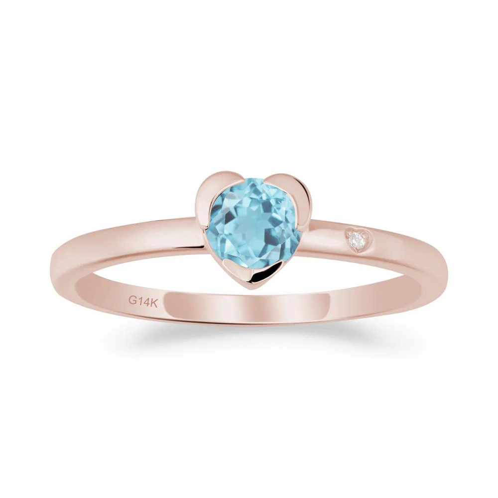 Heart Setting Swiss Blue Topaz Ring - Image 3