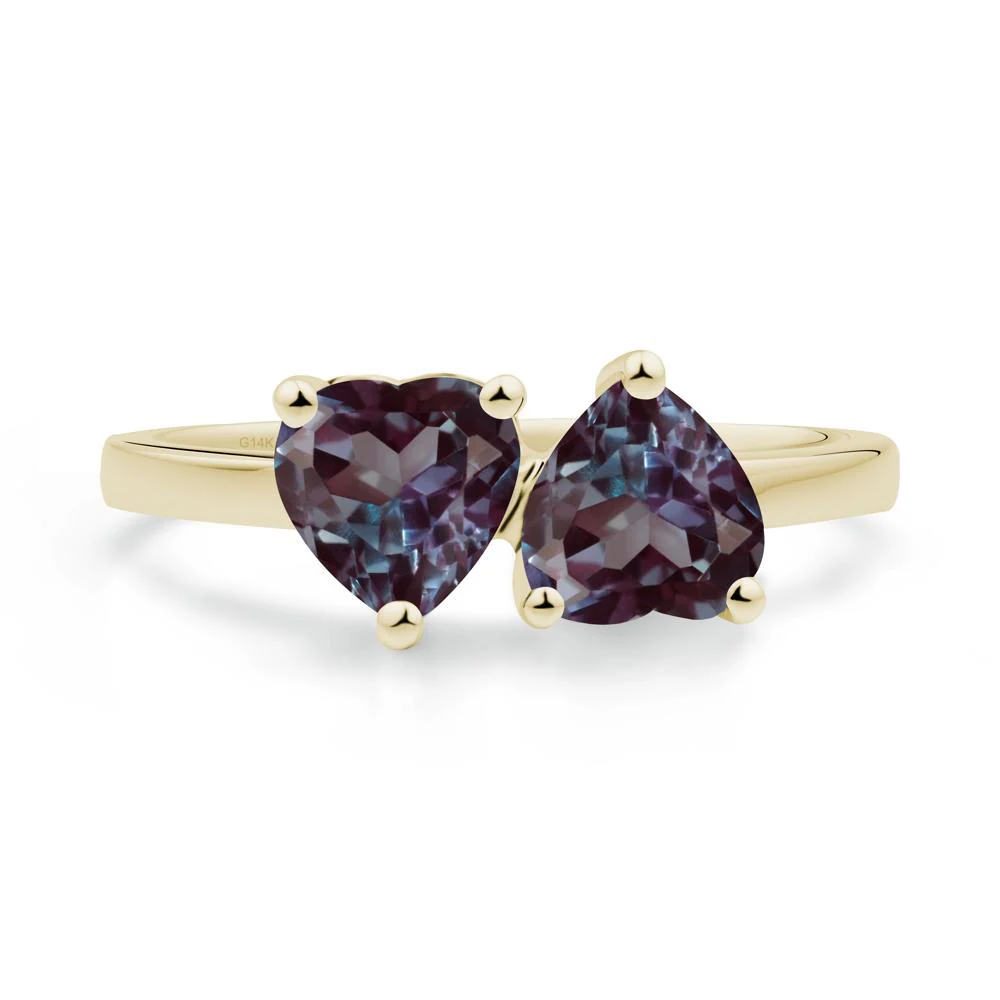 Heart Shape Alexandrite Toi Et Moi Ring