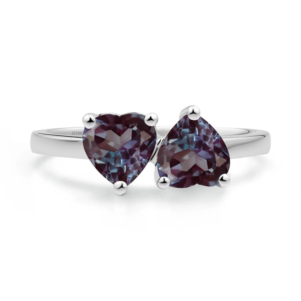 Heart Shape Alexandrite Toi Et Moi Ring - Image 2