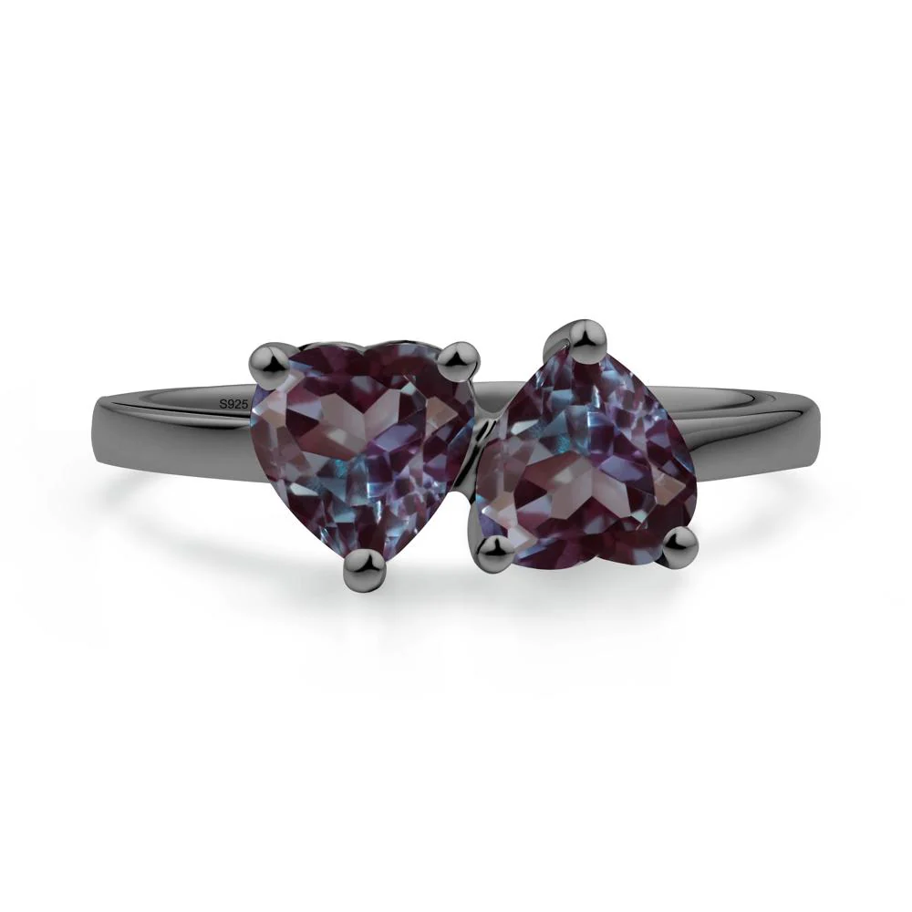 Heart Shape Alexandrite Toi Et Moi Ring - Image 6