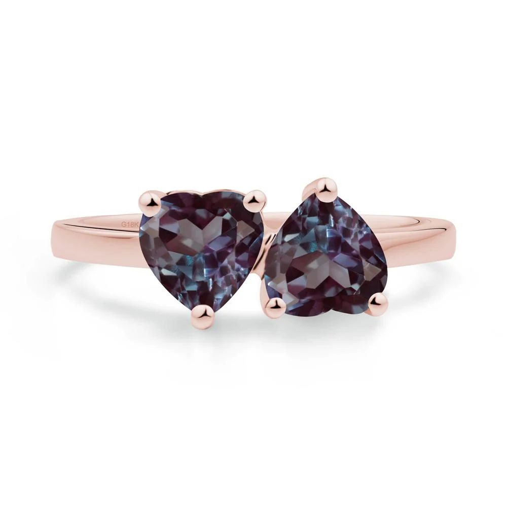 Heart Shape Alexandrite Toi Et Moi Ring - Image 8