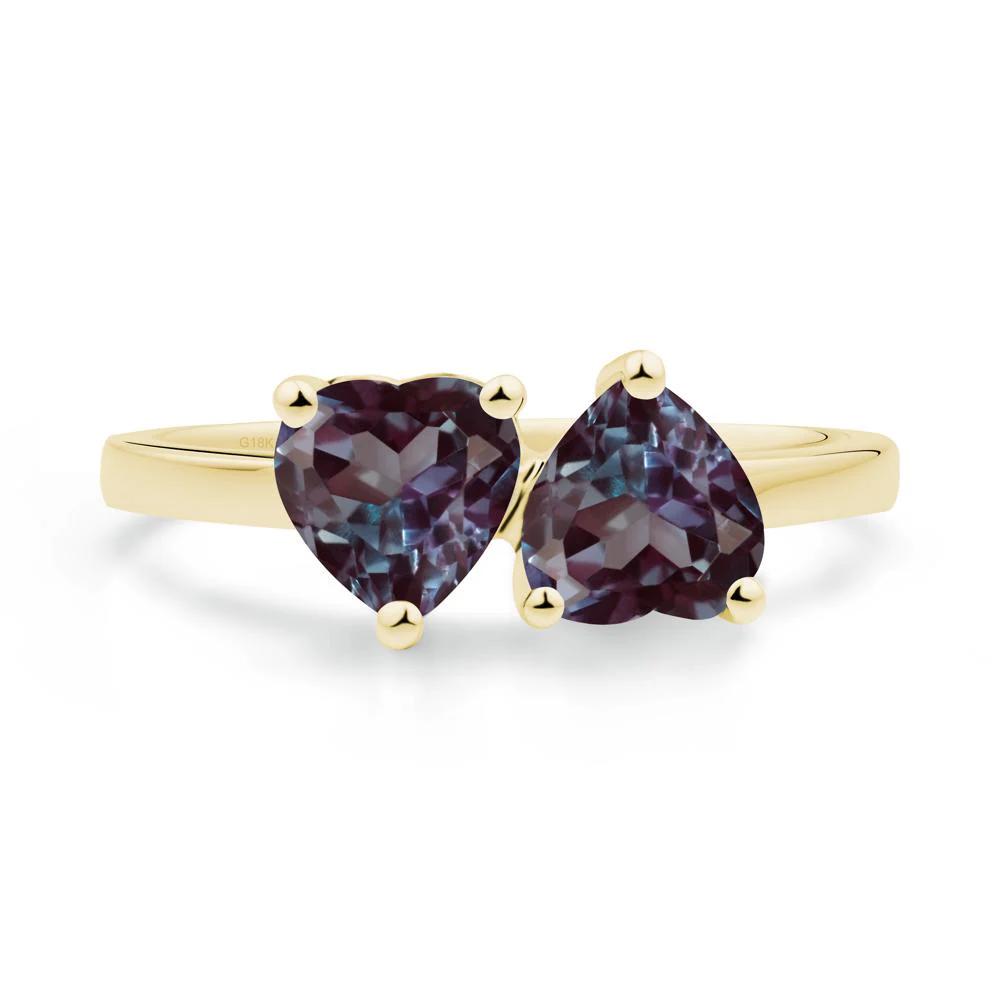 Heart Shape Alexandrite Toi Et Moi Ring - Image 9