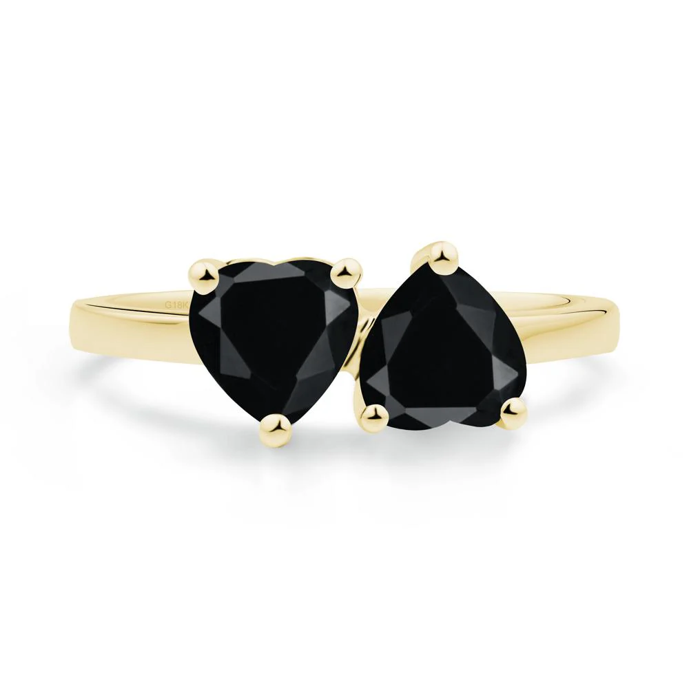 Heart Shape Black Spinel Toi Et Moi Ring - Image 4
