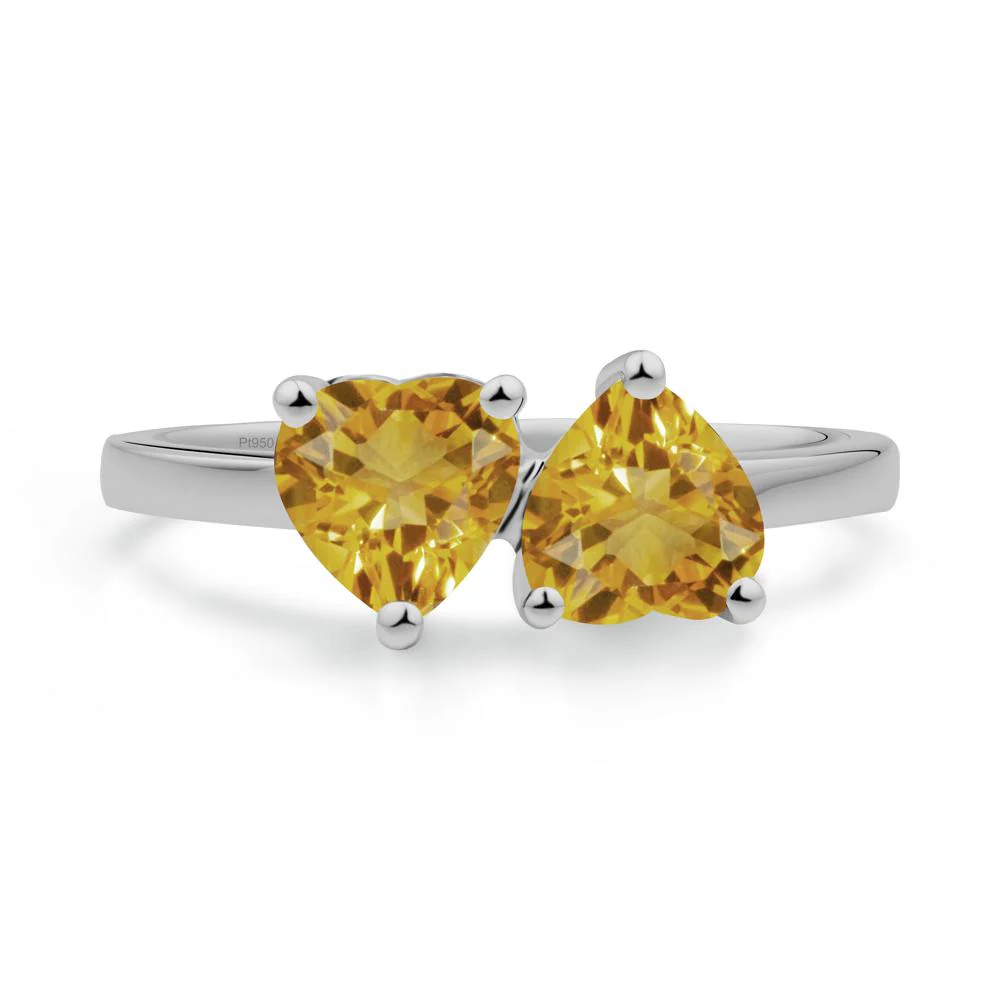 Heart Shape Citrine Toi Et Moi Ring