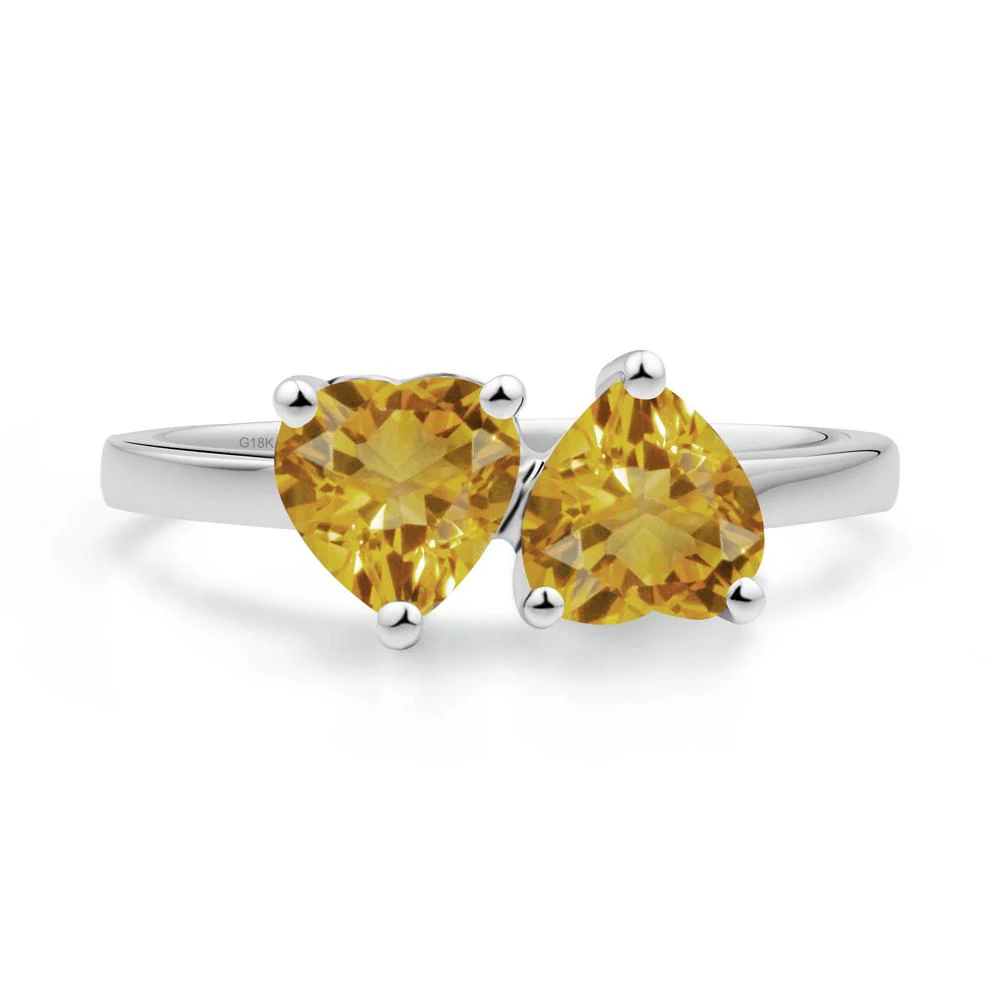 Heart Shape Citrine Toi Et Moi Ring - Image 6