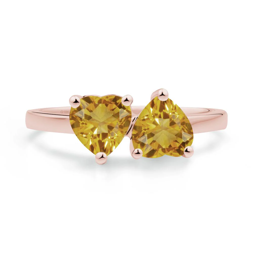 Heart Shape Citrine Toi Et Moi Ring - Image 8
