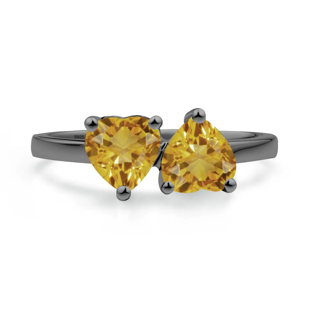 Heart Shape Citrine Toi Et Moi Ring - Image 9