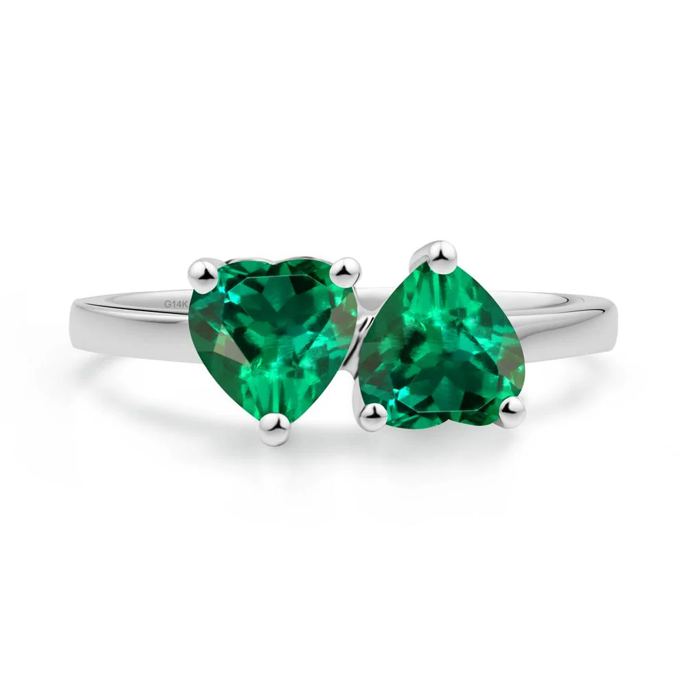 Heart Shape Emerald Toi Et Moi Ring - Image 3