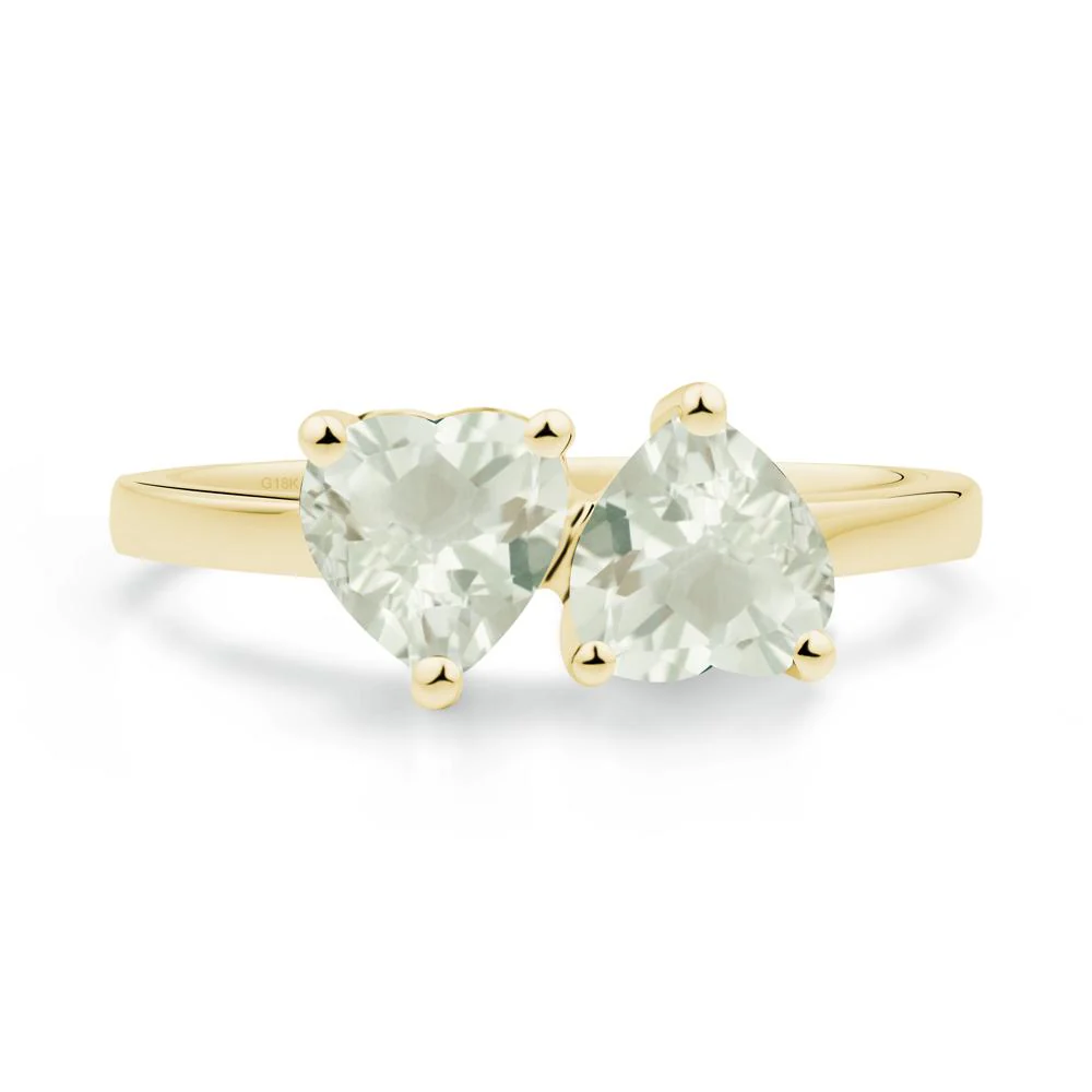 Heart Shape Green Amethyst Toi Et Moi Ring - Image 7