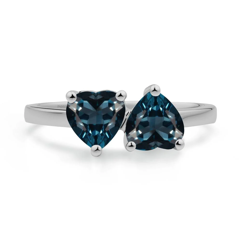 Heart Shape London Blue Topaz Toi Et Moi Ring - Image 9