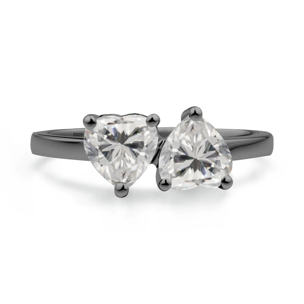Heart Shape Moissanite Toi Et Moi Ring