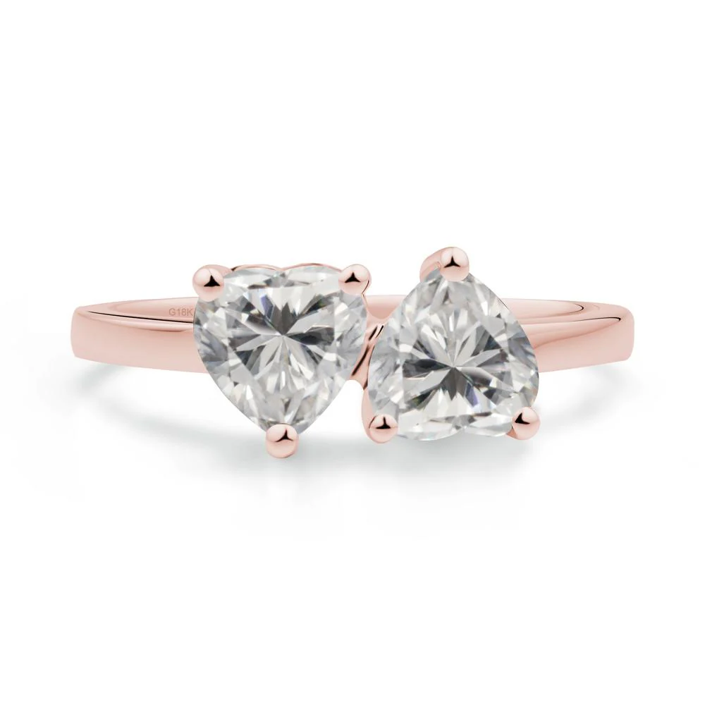 Heart Shape Moissanite Toi Et Moi Ring - Image 3
