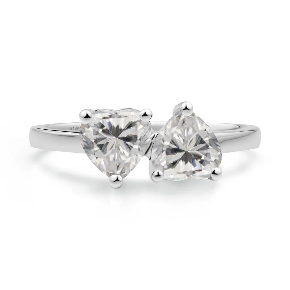 Heart Shape Moissanite Toi Et Moi Ring - Image 5