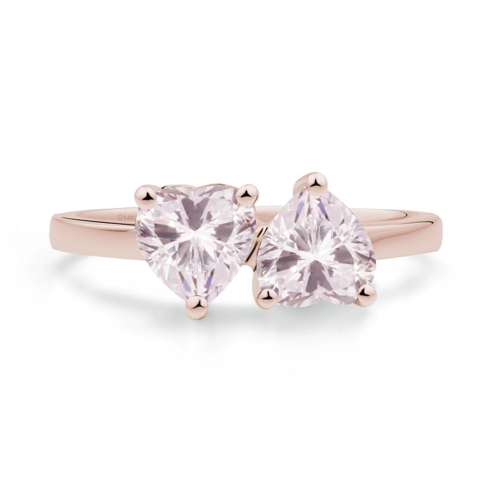 Heart Shape Pink Cubic Zirconia Toi Et Moi Ring - Image 6