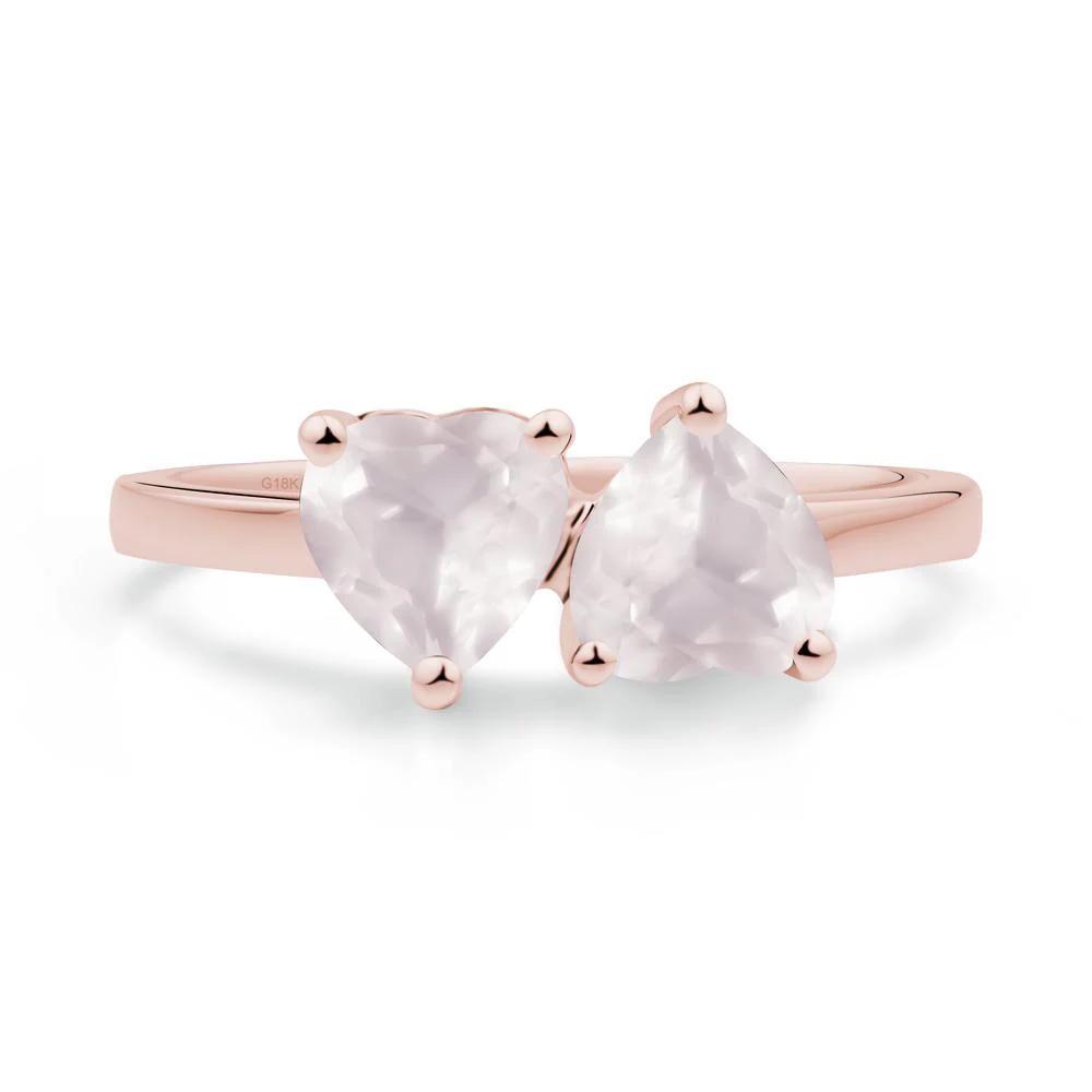 Heart Shape Rose Quartz Toi Et Moi Ring - Image 3