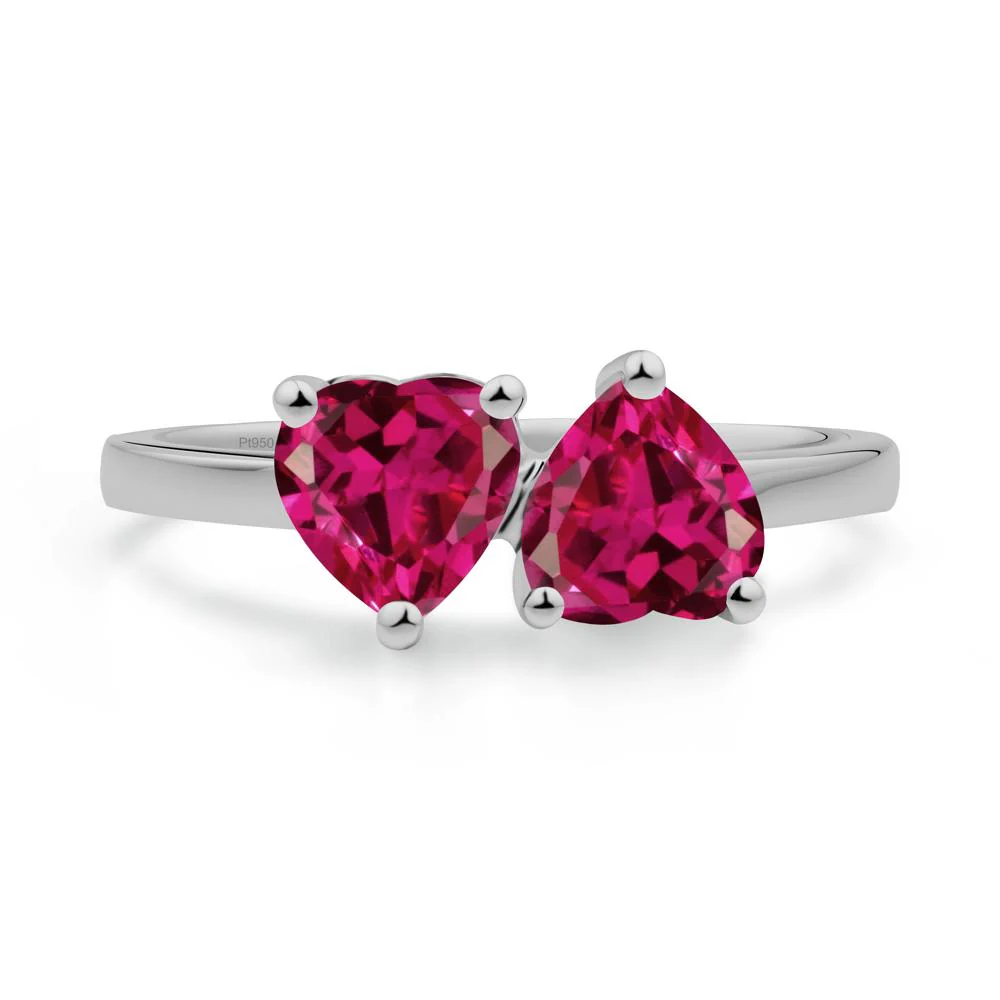 Heart Shape Ruby Toi Et Moi Ring - Image 2