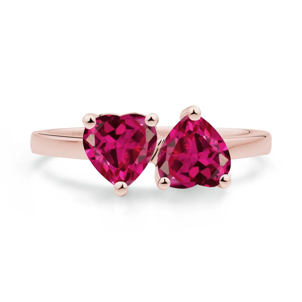 Heart Shape Ruby Toi Et Moi Ring - Image 3