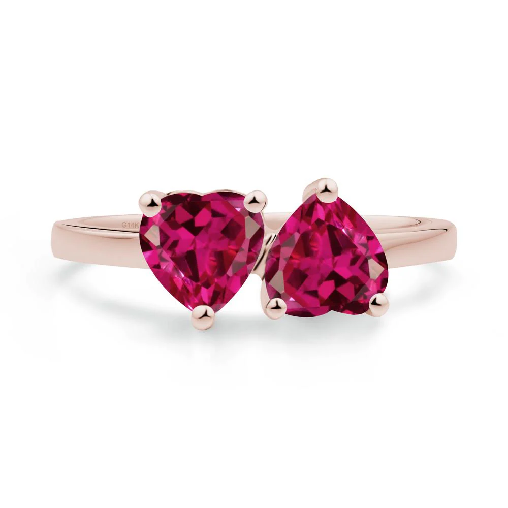 Heart Shape Ruby Toi Et Moi Ring - Image 4