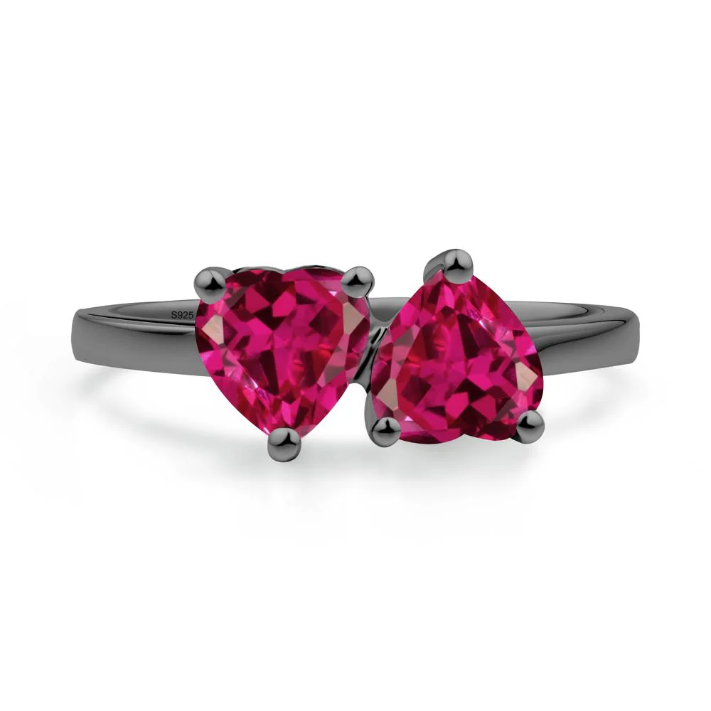 Heart Shape Ruby Toi Et Moi Ring - Image 7