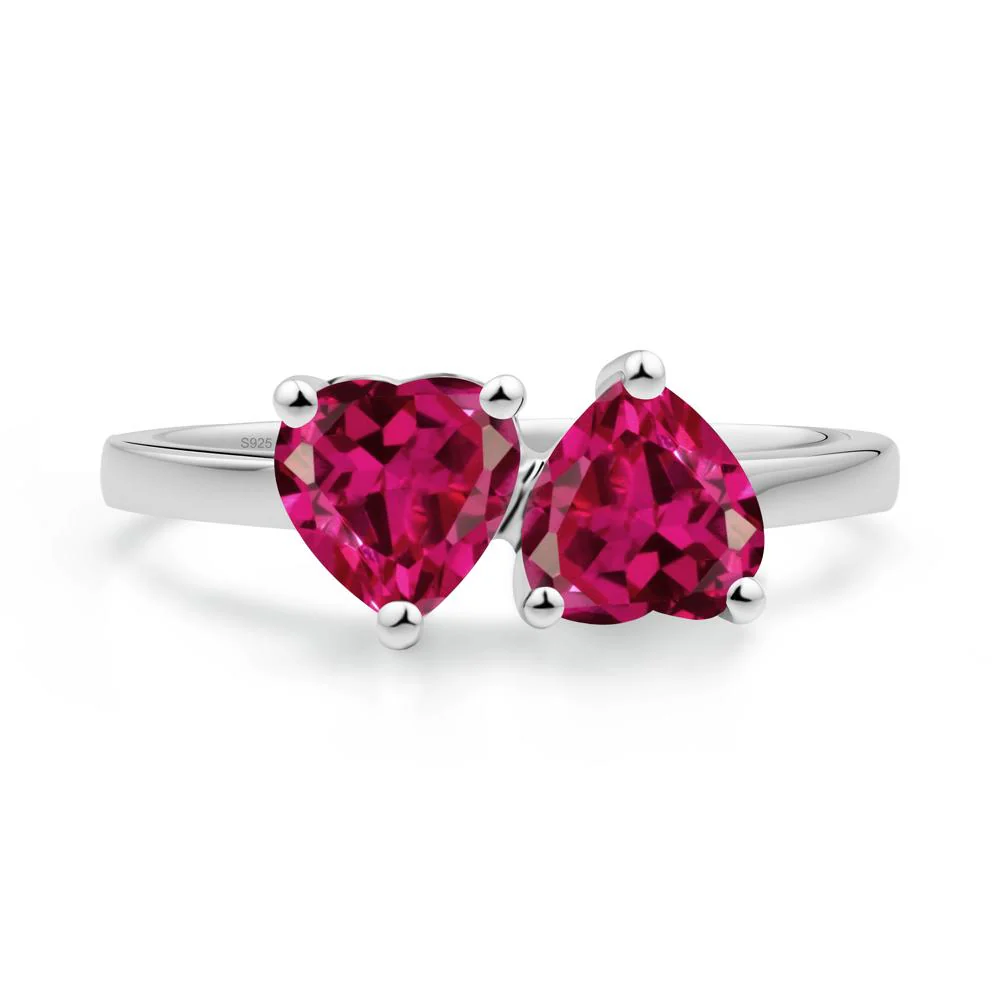 Heart Shape Ruby Toi Et Moi Ring - Image 8