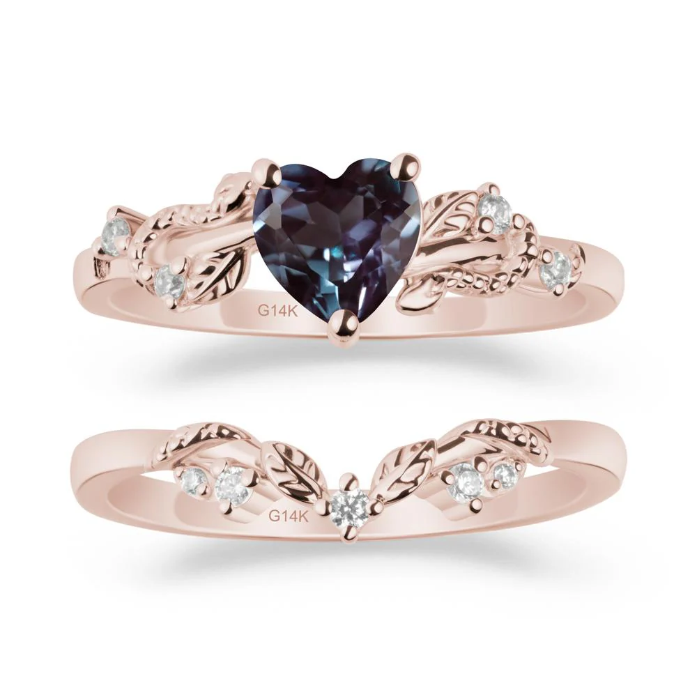 Heart Shaped Alexandrite Bridal Set