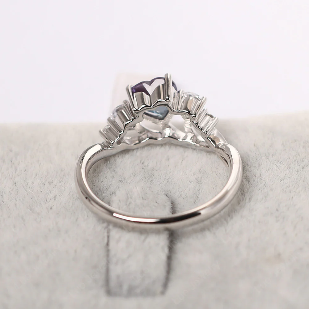 Heart Shaped Alexandrite Cluster Ring - Image 4