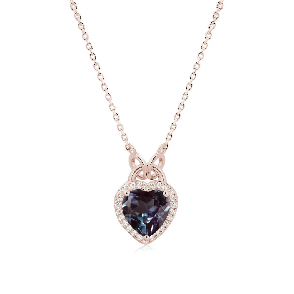 Heart Shaped Alexandrite Halo Necklace - Image 2