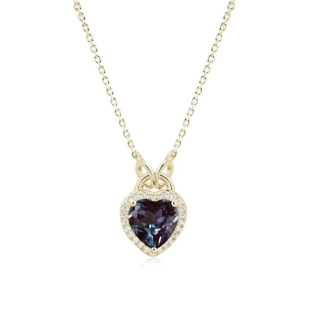 Heart Shaped Alexandrite Halo Necklace - Image 3