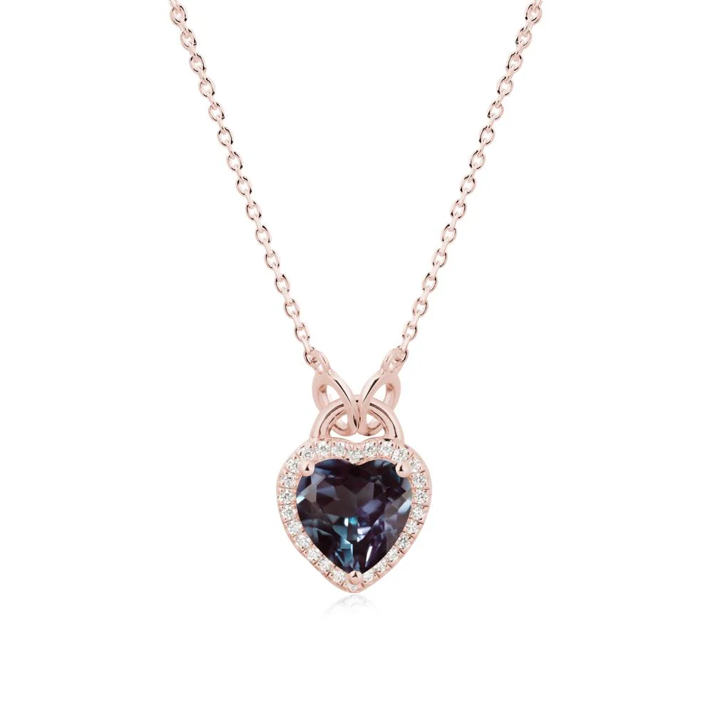 Heart Shaped Alexandrite Halo Necklace - Image 4