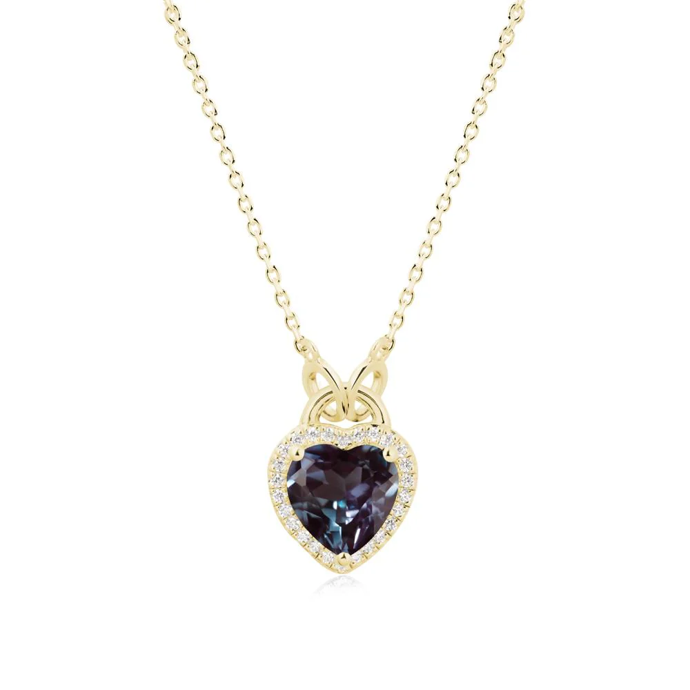 Heart Shaped Alexandrite Halo Necklace - Image 6