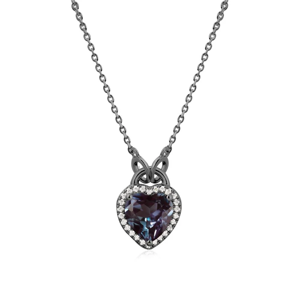 Heart Shaped Alexandrite Halo Necklace - Image 7
