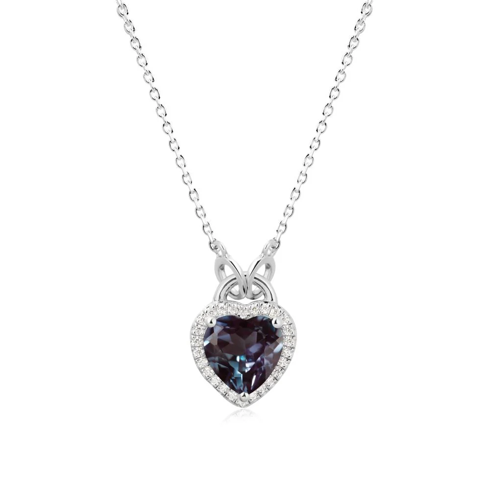 Heart Shaped Alexandrite Halo Necklace - Image 9