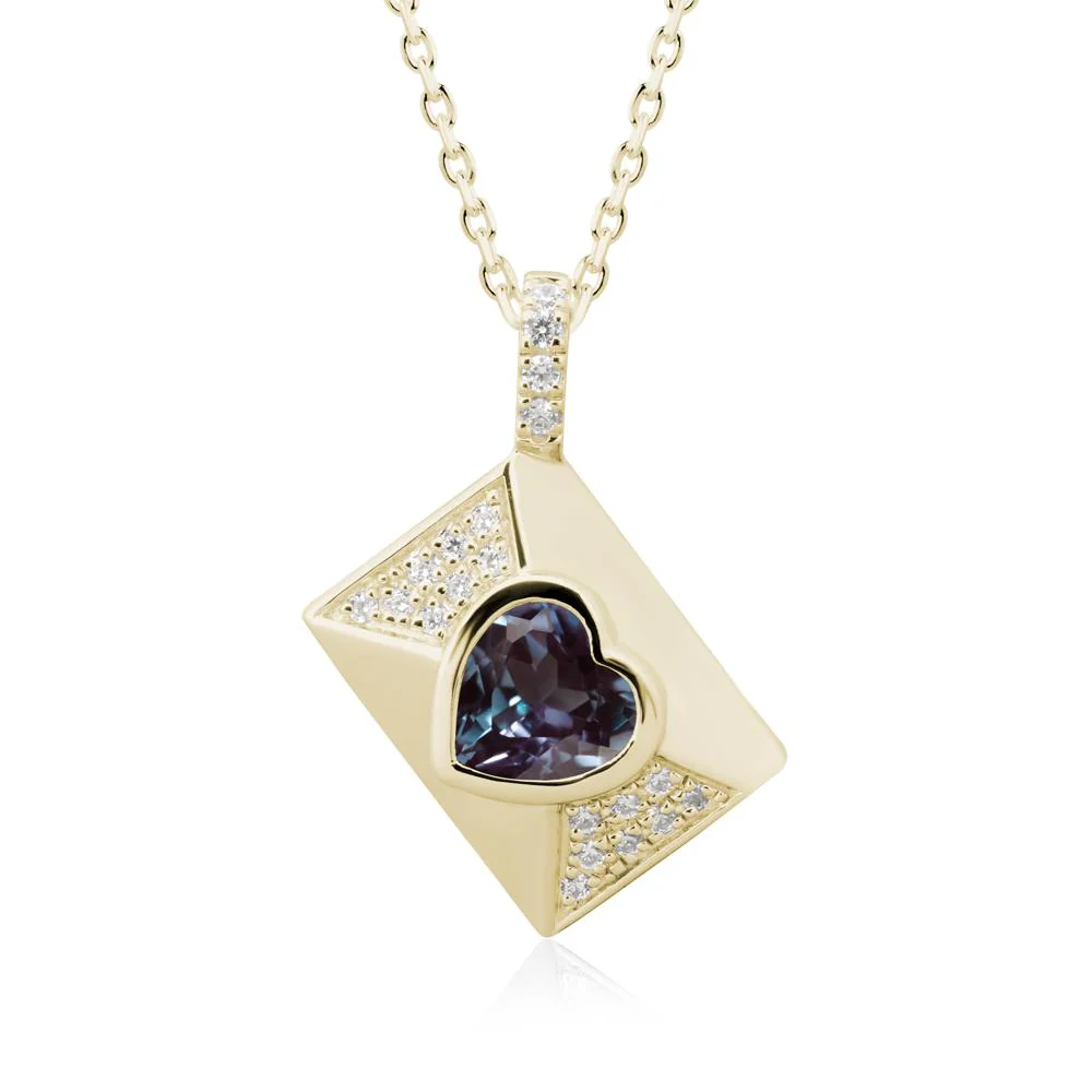 Heart Shaped Alexandrite Love Letter Envelope Pendant - Image 4