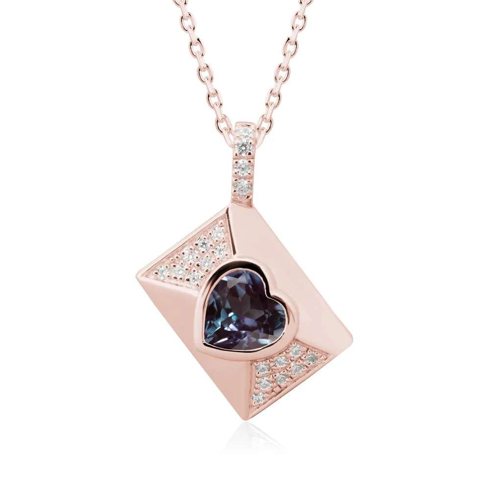Heart Shaped Alexandrite Love Letter Envelope Pendant - Image 5