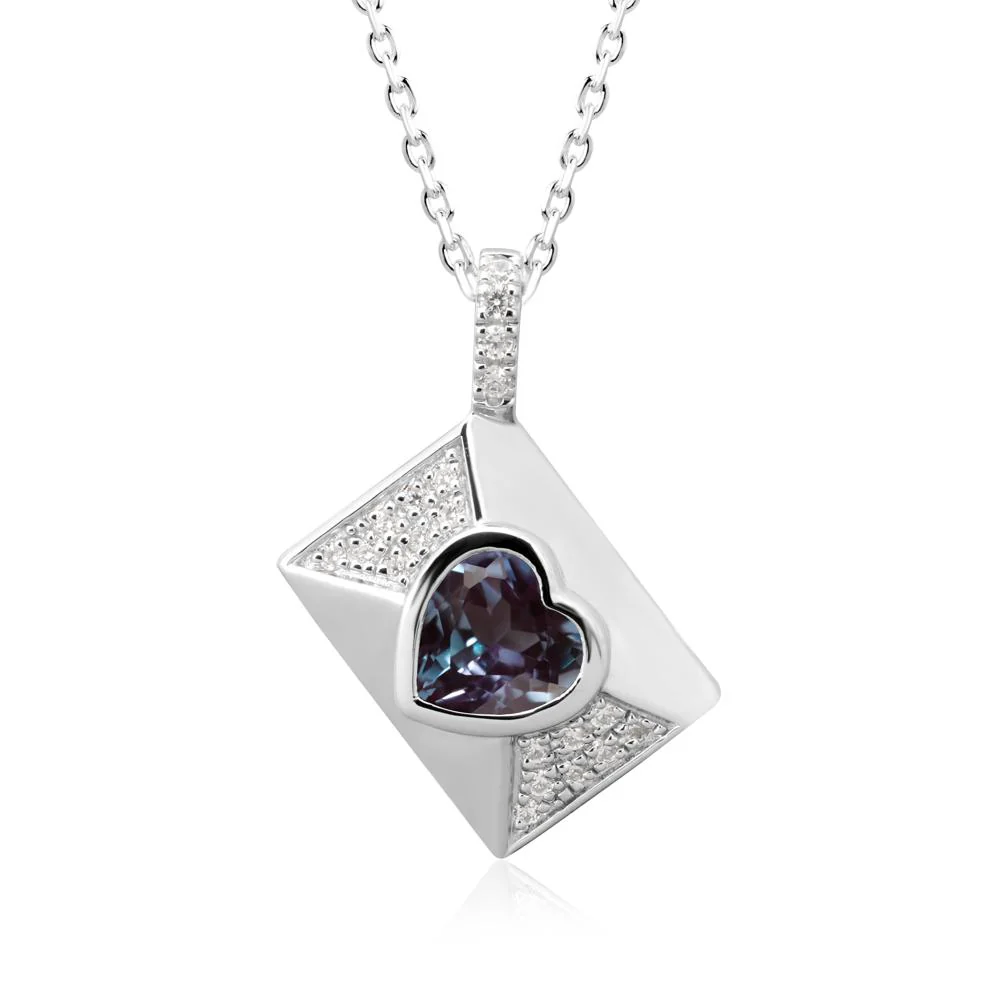 Heart Shaped Alexandrite Love Letter Envelope Pendant - Image 6